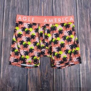 American Eagle NEW NWT Mens Medium Boxer Briefs Palm Trees Gift Orange